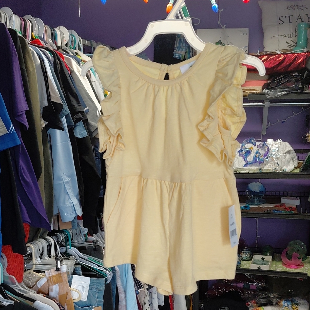 Dip Sunny Yellow Kids Romper with Ruffles